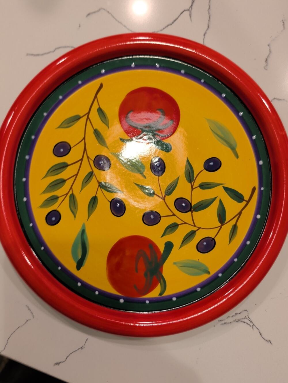 Vintage Dansk Italian Garden Salad Plate Hand Painted Tomato Olive Ceramic 8.25"